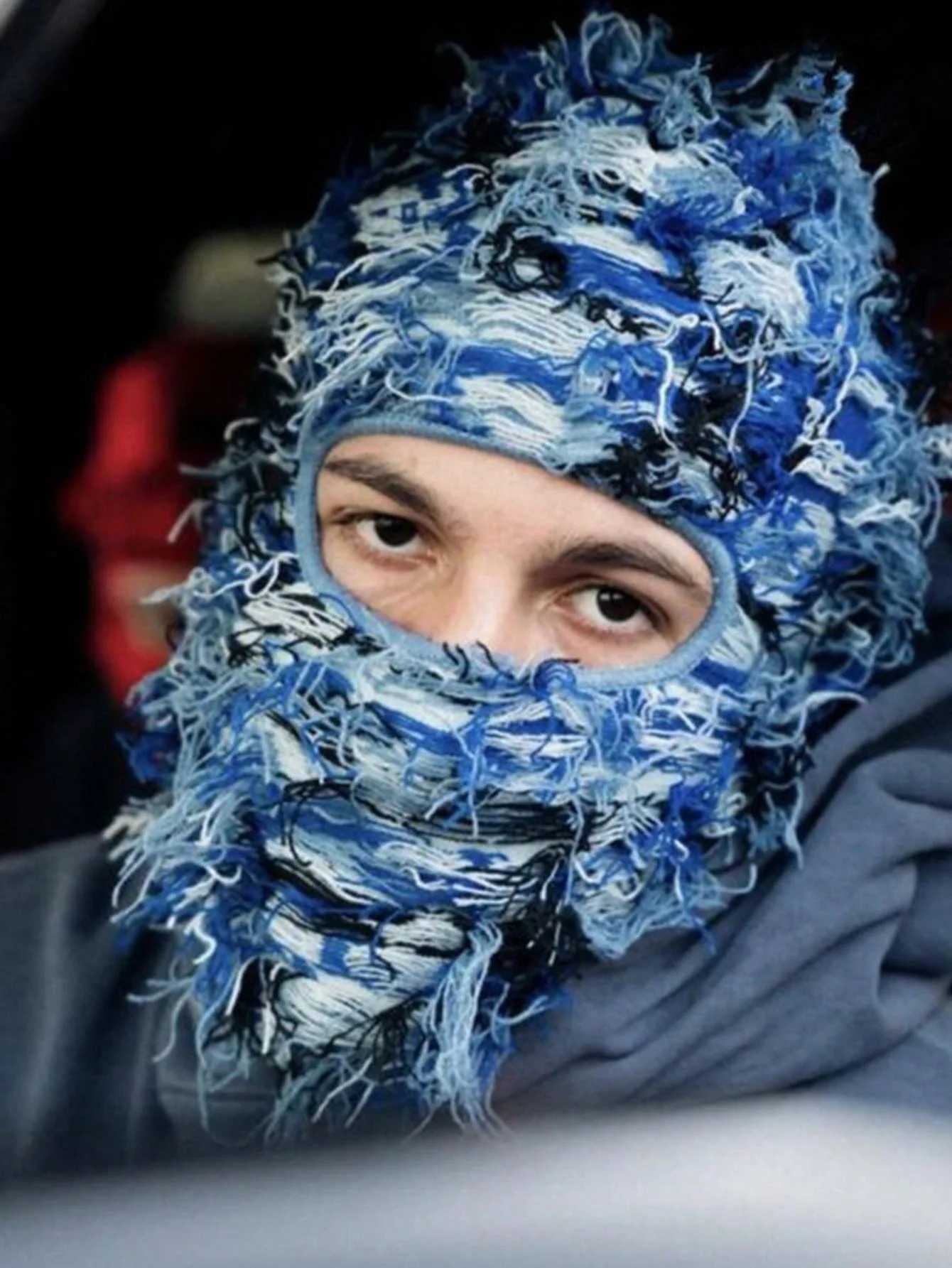 Beanie/Skull Caps Balaclava Distressed Knitted Full Face Ski Mask for Men Women Beanies Hats Skullies Camouflage Winter Warm Bonnet Windproof H241010