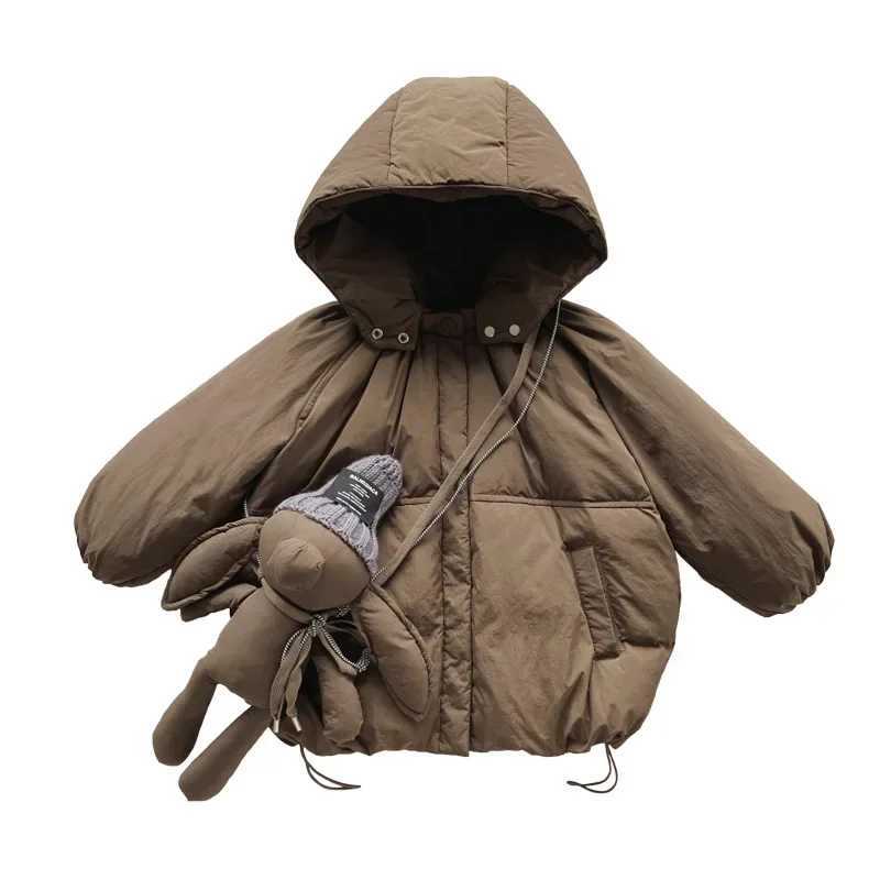 Down Coat Korean winter jacket cotton jacket Parkas boys and girls solid hooded jacket thick cotton jack warm jacket H241010