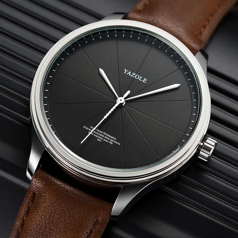 Top Brand Mens Watches Luxury Metal Case Analog Quartz Watches for Men Leather Belt Simple Business Men Watches Montre HommeX241010
