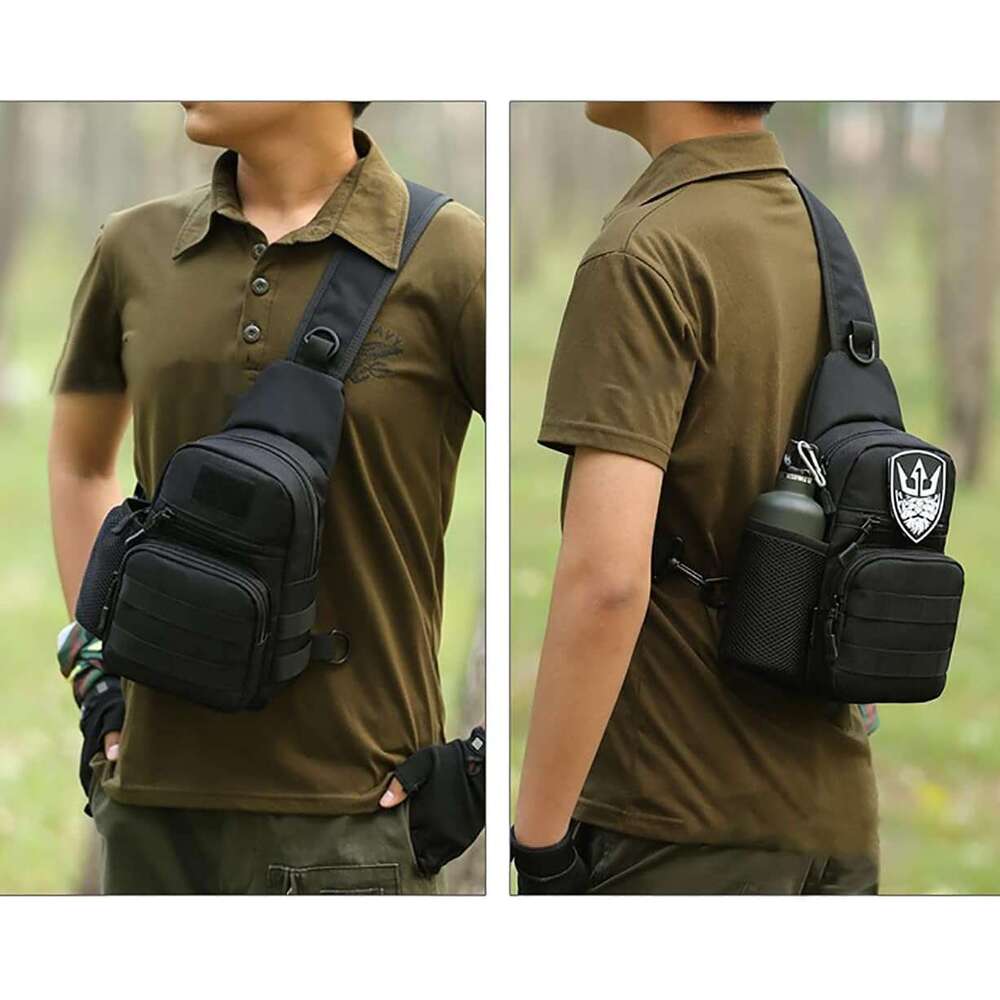 NuCamper Tactical Bag Pack, Military Molle EDC Rover Shoulder Sg Backpack Sports Bags for Men Range,Hunting,Travel,Hiking (Black)