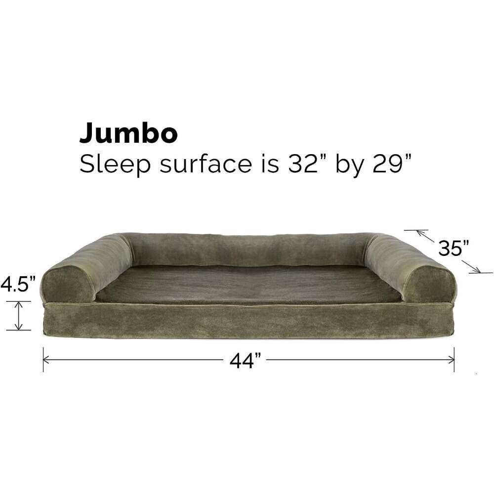 Orthopedic Dog Bed For Large Dogs W/ Removable Bolsters & Washable Cover, 40.0"L 32.0"W X 8.0"Th