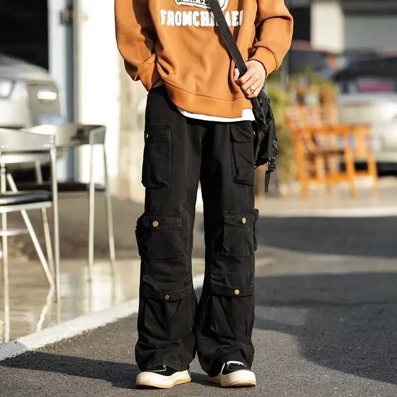 Street fashion multi pocket uniform mens Harajuku style loose casual pants street retro womens relaxed hip-hop Trouser W241009