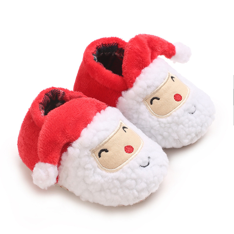 Infant Winter Christmas Snow Boots Cute Cartoon Santa Claus children's Shoes For Baby Boys And Girls Christmas Shoes Suitable For 0-18M