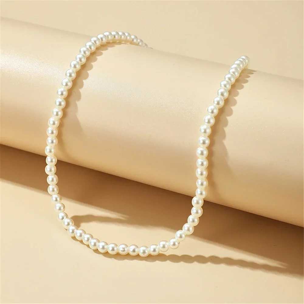 Vintage Necklace Simple Elegant Imitation Pearl Neck Chain Accessories Fashion Wedding Bride Jewelry Decoration Delicate GiftsX241009