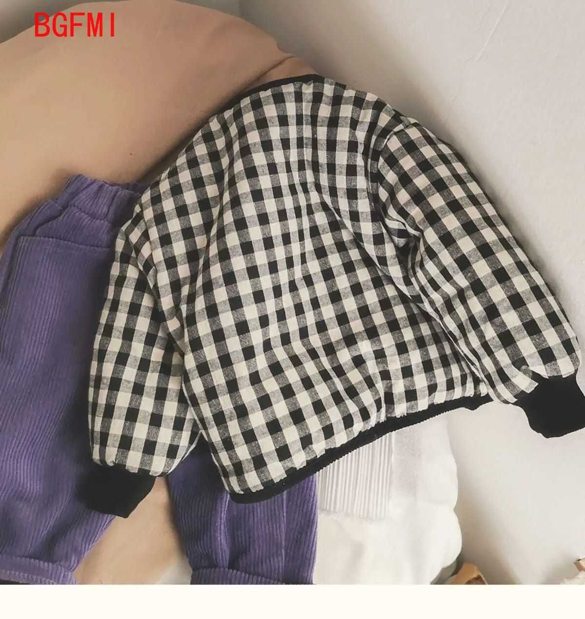 Down Coat New childrens long sleeved warm jacket for autumn and winter casual girls checkered jacket baby boys cotton padded jacket baby clothing H241