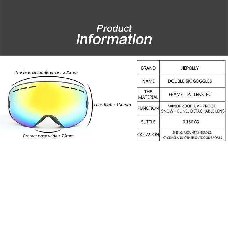 New 2024 Ski Goggles Double layer Anti fog Mens Sports Ski Glasses Snow Motorcycle Ski Womens Snow Sunglasses Ski Goggles CL241010