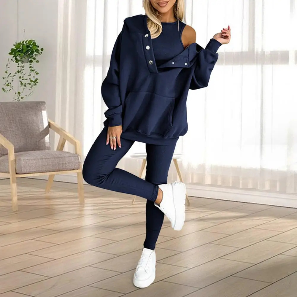 Long sleeved hooded sweatshirt set for women jogger track spring comfortable sportswear 241007