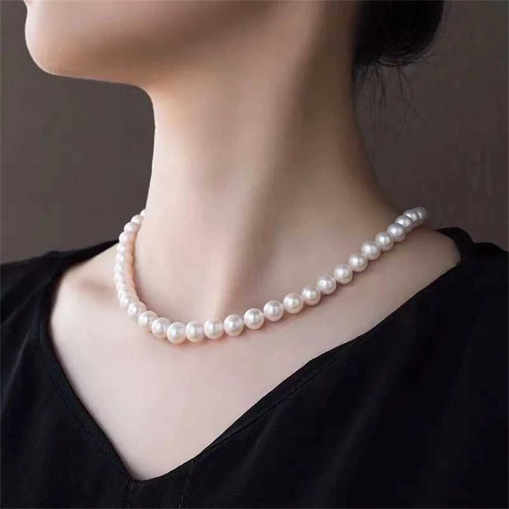 Retro Imitation Pearl Chain Necklace For Women Classic Acrylic Bead Clavicle Chain Choker Womens Jewelry AccessoriesX241009