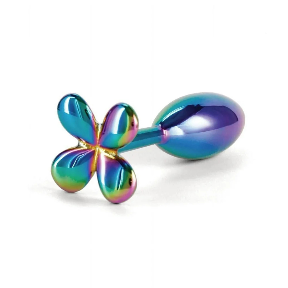 Colorful Metal Anal Beads Butt Plug Small Anal plug Stimulator Four Leaf Cover Rose Rainbow Gun Anal Sex Toy For Men Women 241010