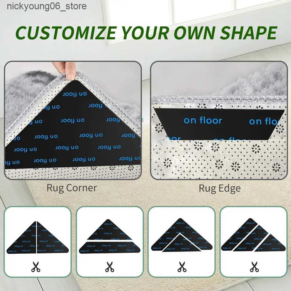 Non-Slip Bath Mats 4/12/24PCS Reusable Rug Gripper Tape Double Sided Adhesive Non-Slip Rug Pad Tape Stickers Washable Area Rug Pad Carpet Tape L240910