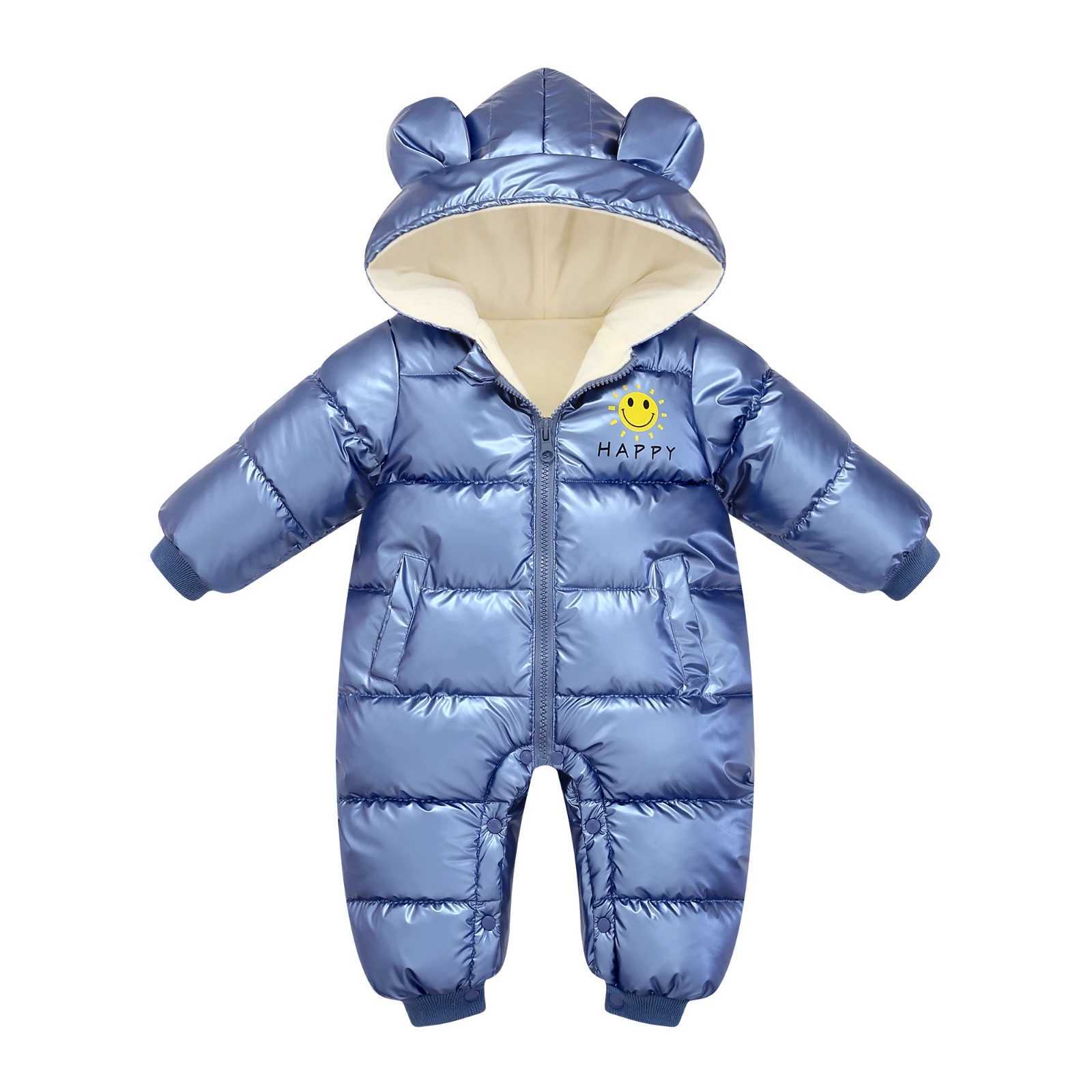 Down Coat New born Winter s Jacket waterproof Coat Plus Velvet Baby Girl clothes Snowsuit Boy Rompers Toddler hooded mantle Overalls H241010