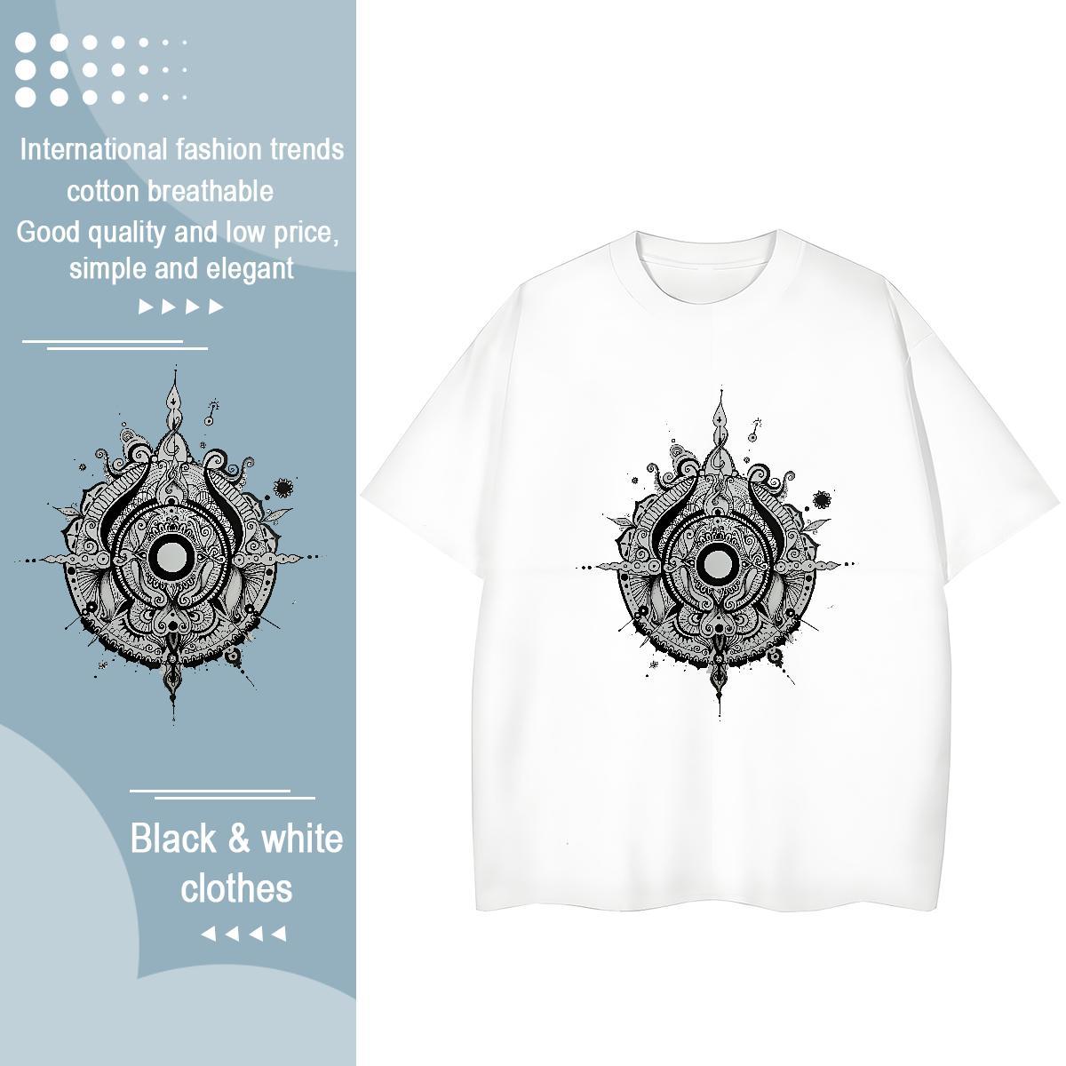 Unisex T-Shirts 230g Pure Cotton eye of the devil Home Outdoor Customized Print Breathable Short Sleeve Men Tops Tees Brand Polos