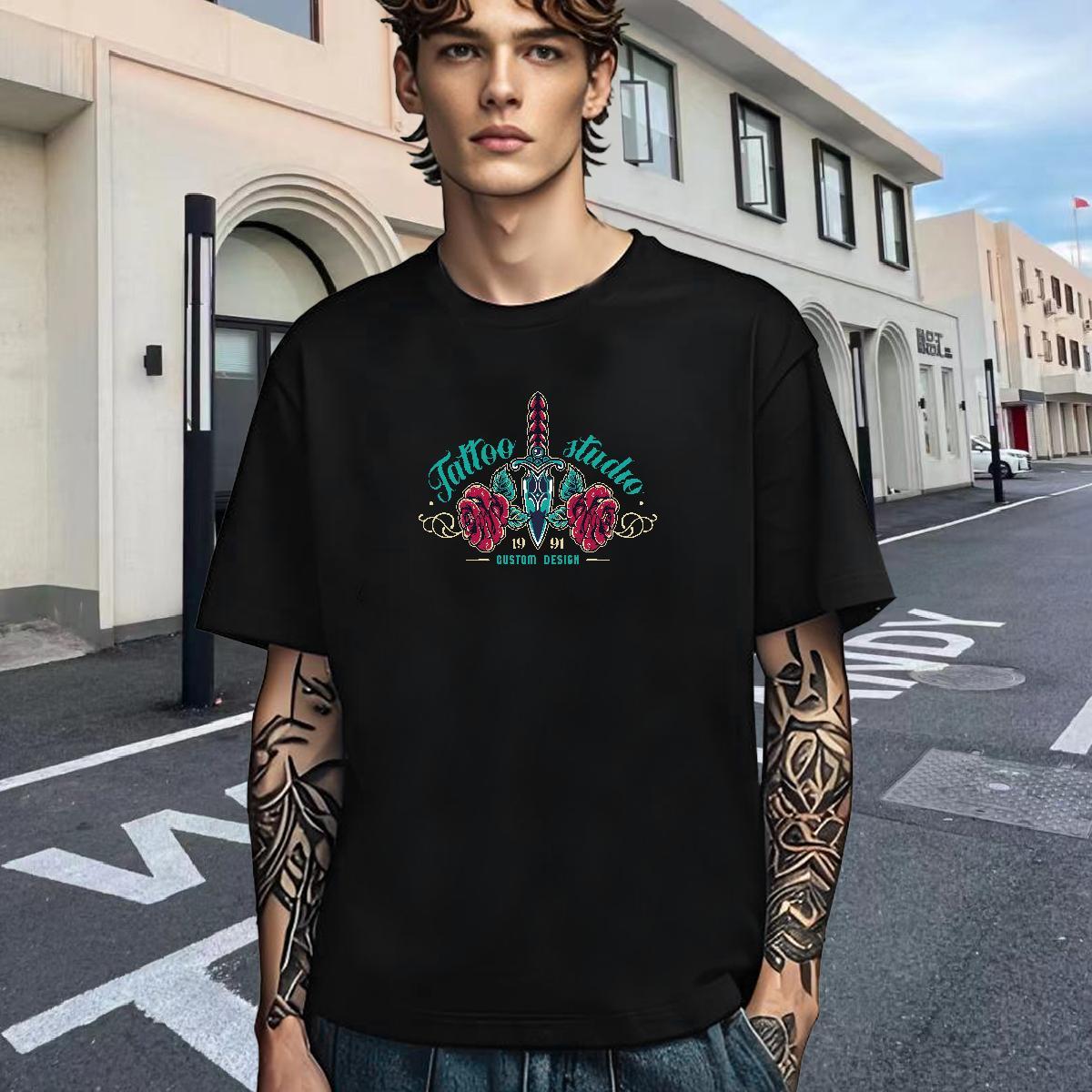 Unisex T-Shirts 230g Cotton tool Street Casual DIY Printed Breathable Short Sleeve Men Tops Tees Brand Top Tees