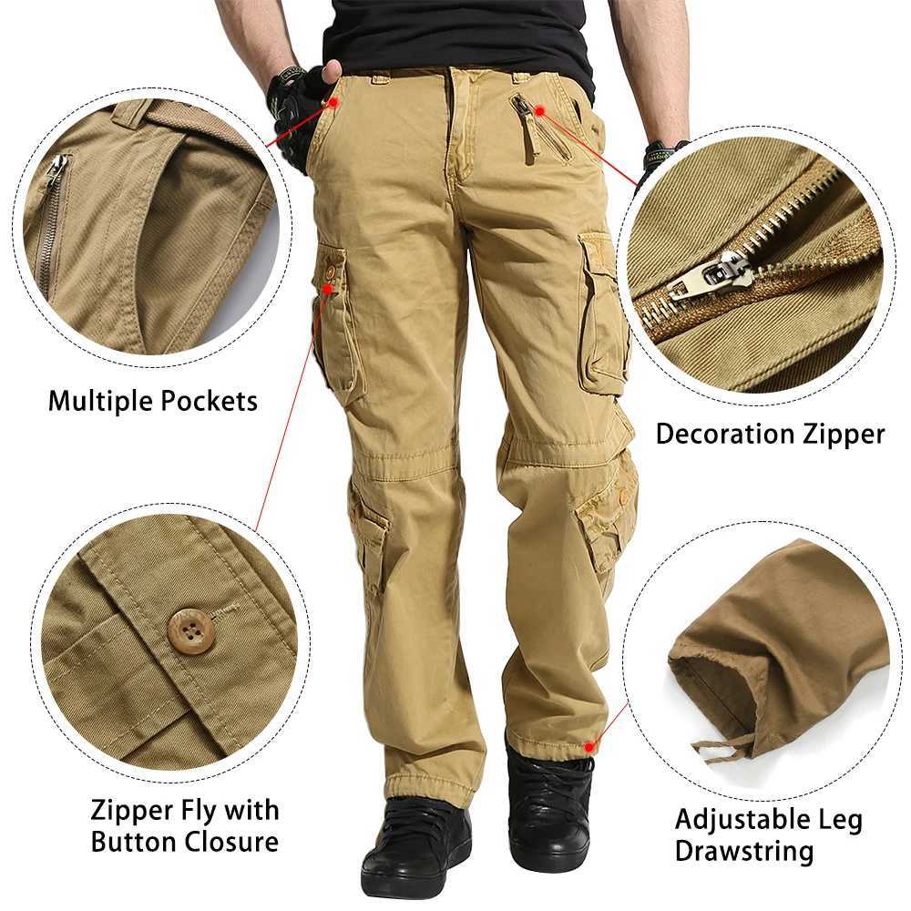 AKARMY tactical camouflage jogger outdoor tear resistant military casual loose mens sports pants made of pure cotton with multiple pockets W241009