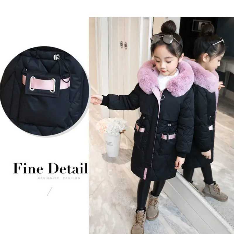 Down Coat 2024 new Children Girl Jacket Thick Long Winter Warm Coat Fashion parka Hooded Outerwear Clothes For s girls clothing H241010