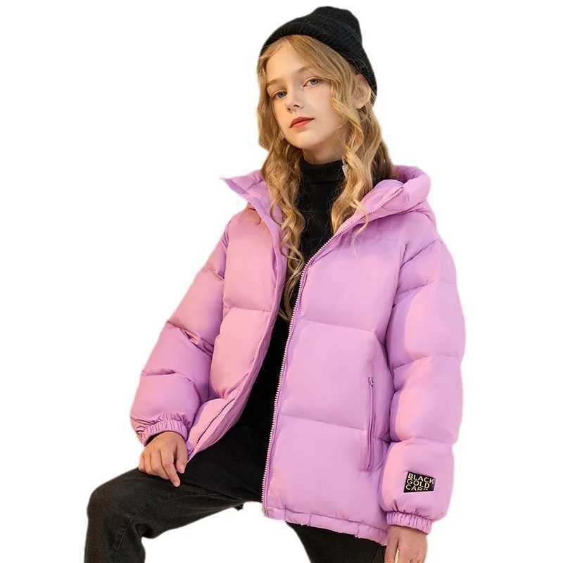 Down Coat 2024 Korean Winter 5-14 Year Old Girls Down Jacket Thick Hooded Solid Bag Warm Teen Girls Jacket Childrens Winter Jacket H241010