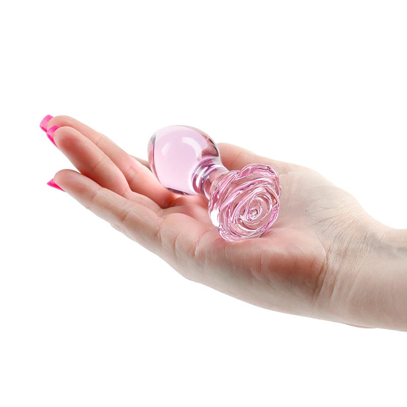 Small Pink Glass Butt Plug Crystal Huge Ball Anal Beads Penis Heart Rose Glass Anus Dildo Set Adult Masturbation Toy 241010