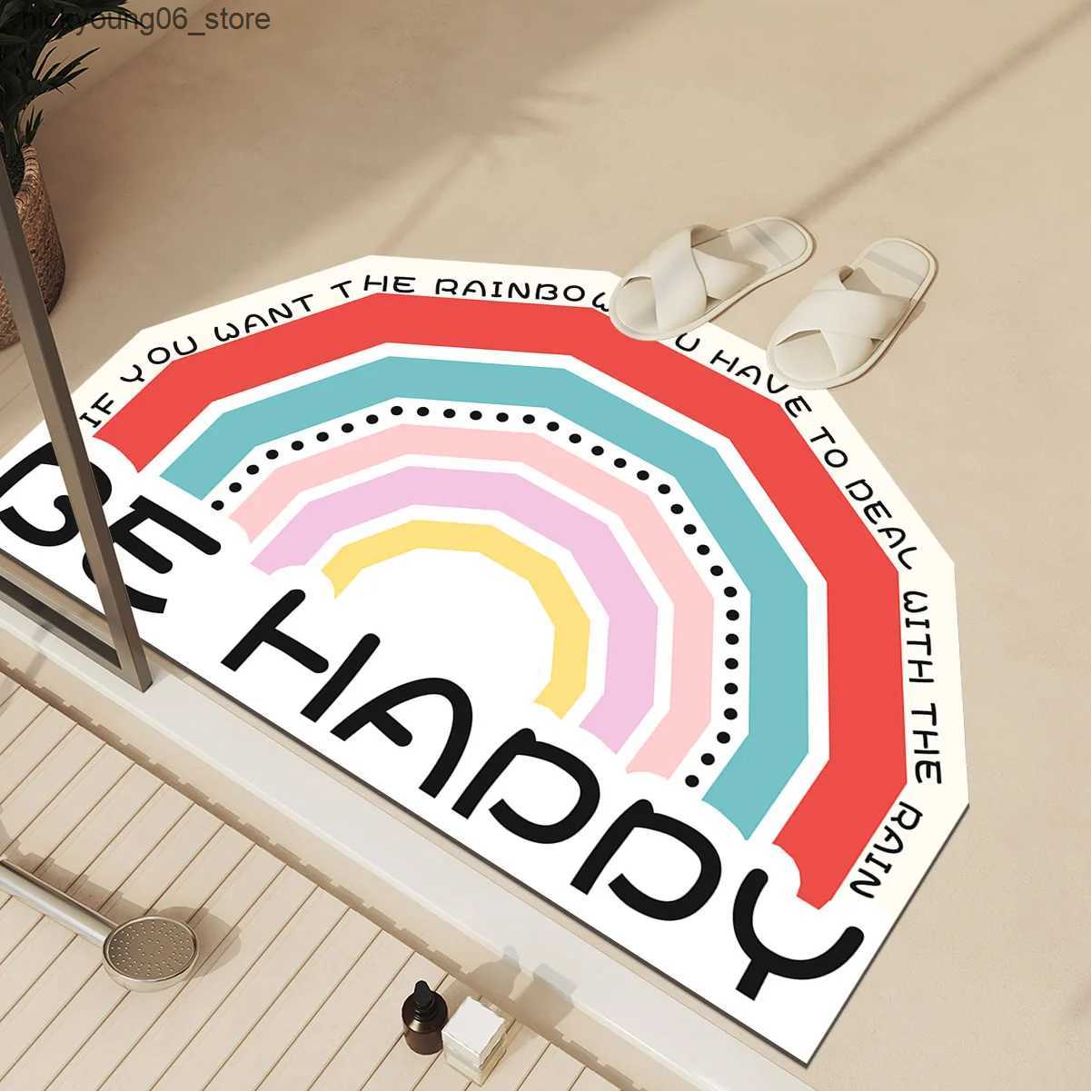 Non-Slip Bath Mats Rainbow Bathroom Carpet Foot Mats Anti Slip Shower Bath Mat Super Absorbent Quick Dry Floor Mat Toilet Rug Doormat Washable L240910