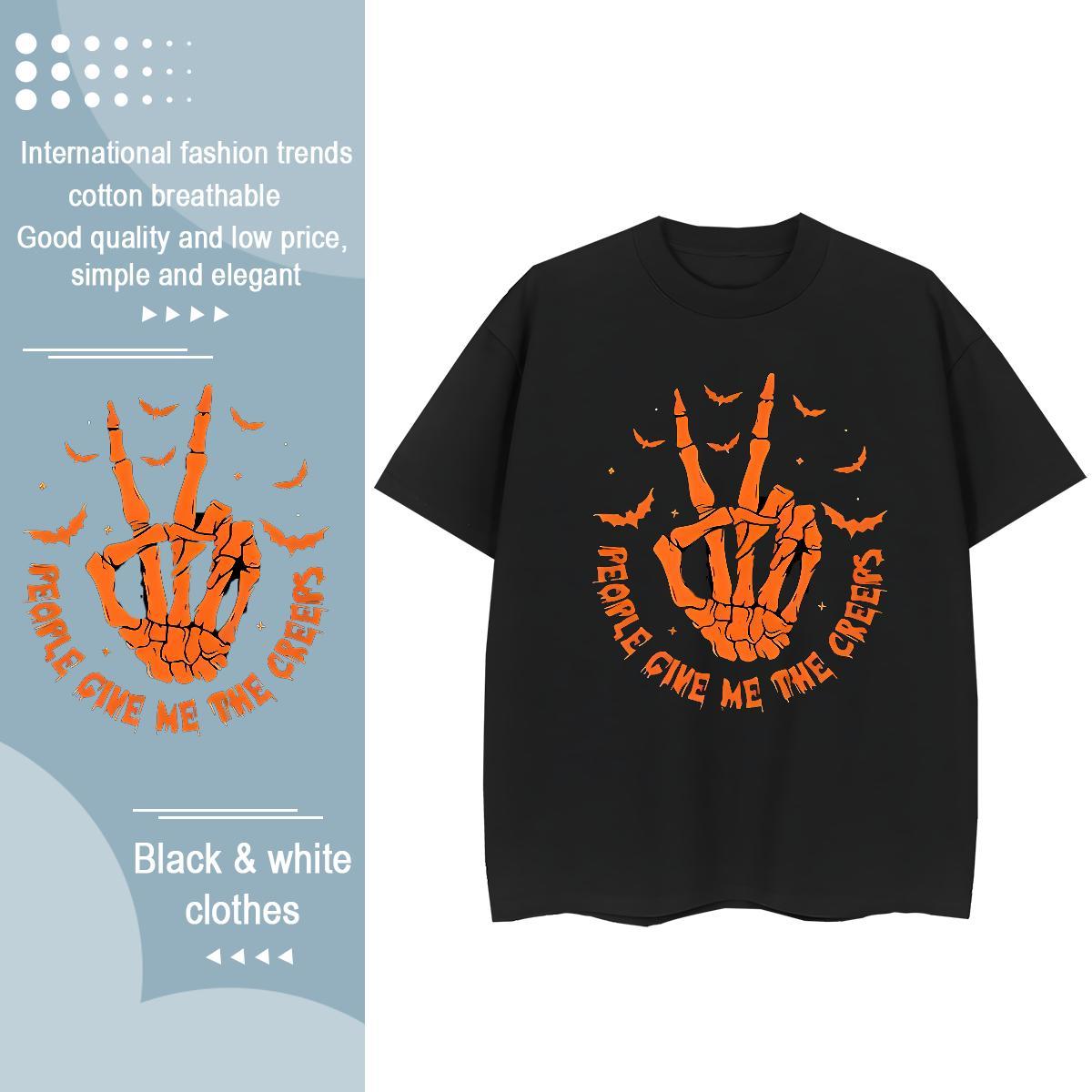 2024 T-Shirts 230g Cotton Crew Neck Breathable Street skull Woman Tshirt Lady Skull Tshirts