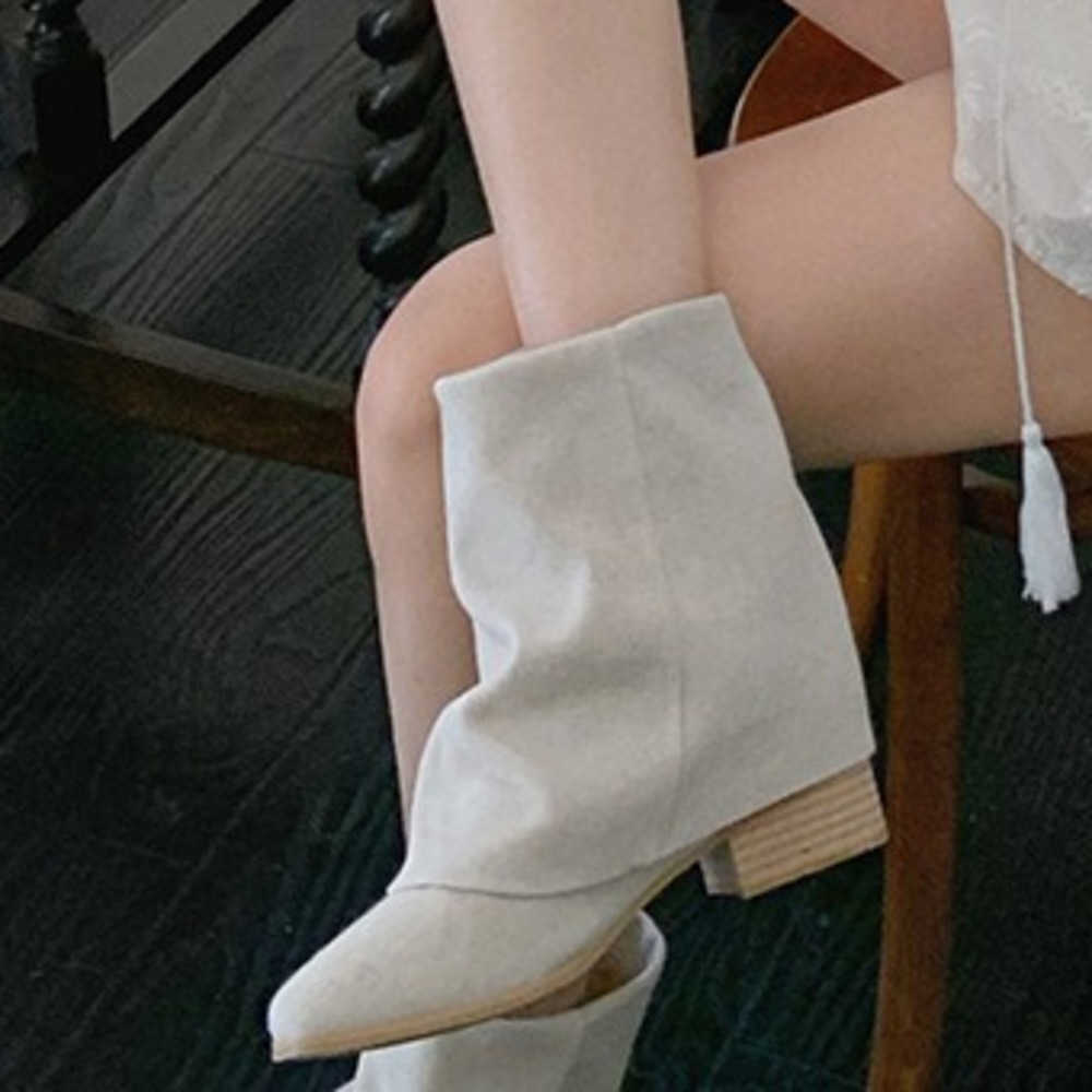 Autumn Square Fashion Sock Boots Toe Thick Heel Tube Ankle Boots Western Short Boots Womens Pile Boots Women Shoes Winter 240826