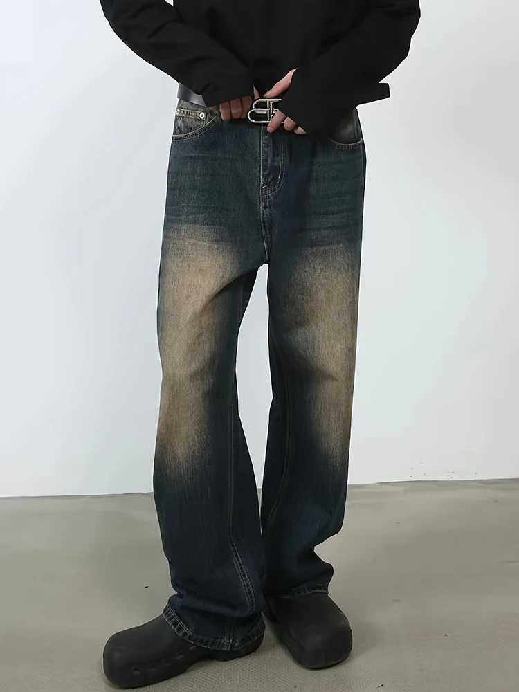 Mens Vintage Jeans Fashion Straight Wide Leg Denim Pants Summer Loose Male Versatile Y2k Trousers Casual Biker Moto StreetwearX241009