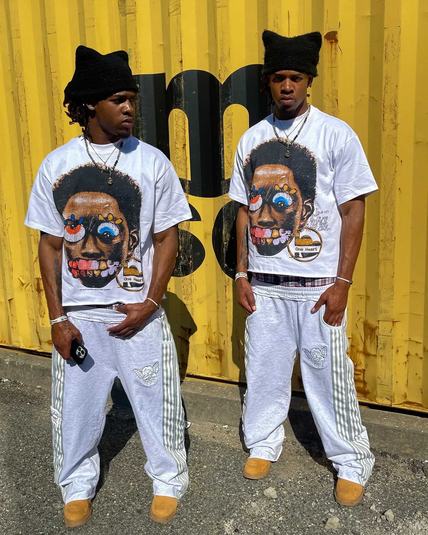 Fashionable Angel Embroidered Elastic Waist Cotton Casual Pants Harajuku Classic Simple Side Striped Mens Running Sports Wear W241009