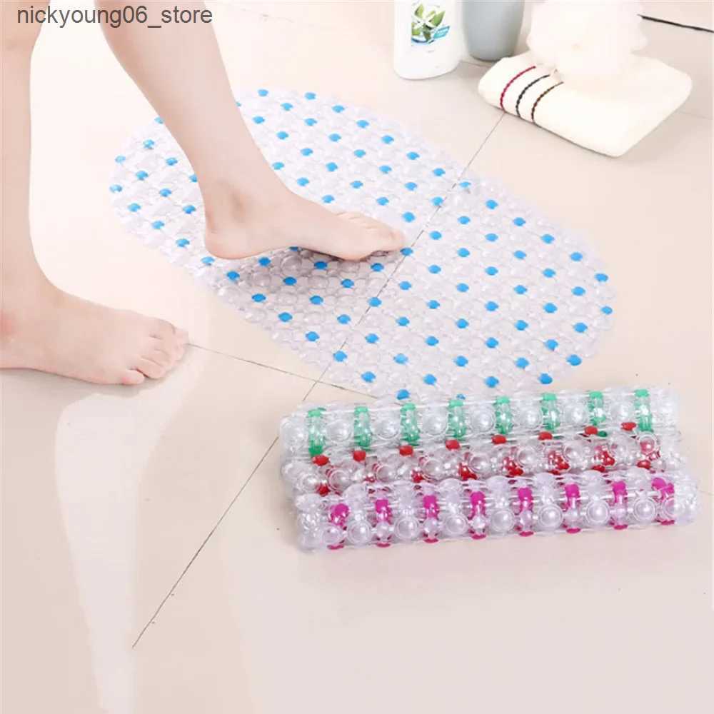 Non-Slip Bath Mats Rectangle PVC Anti-skid Bath Mats Soft Shower Bathroom Massage Mat Suction Cup Non-slip Bathtub Carpet Large Size Anti-slip Mats L2