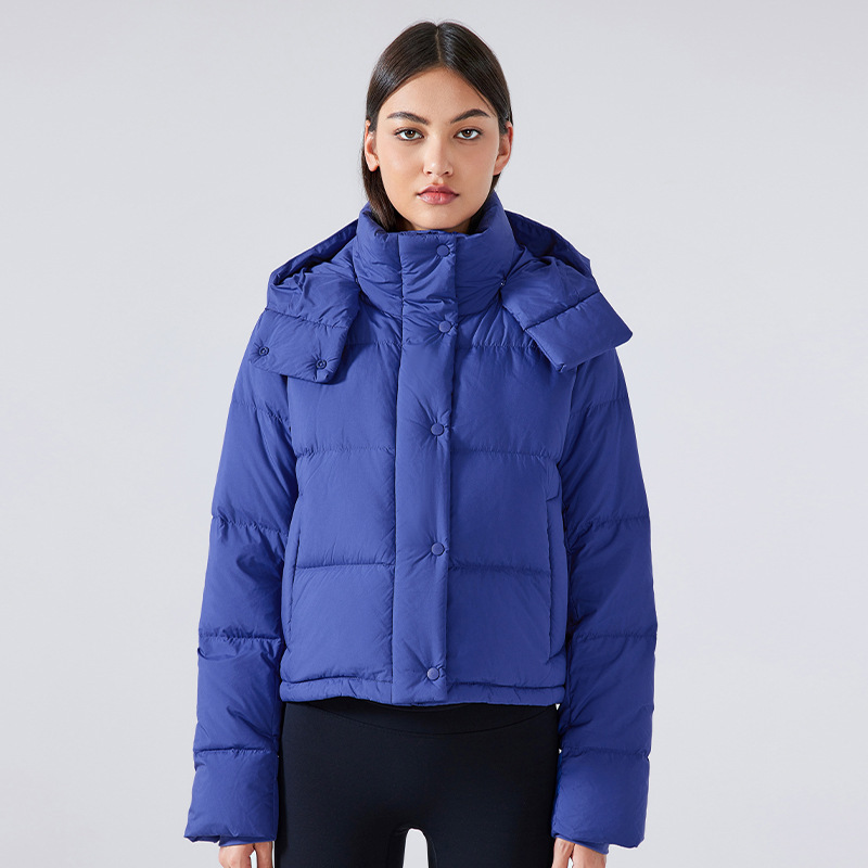 Winter new double breasted stand up collar warm down for women's casual versatile hooded waterproof windproof jacket DAW158