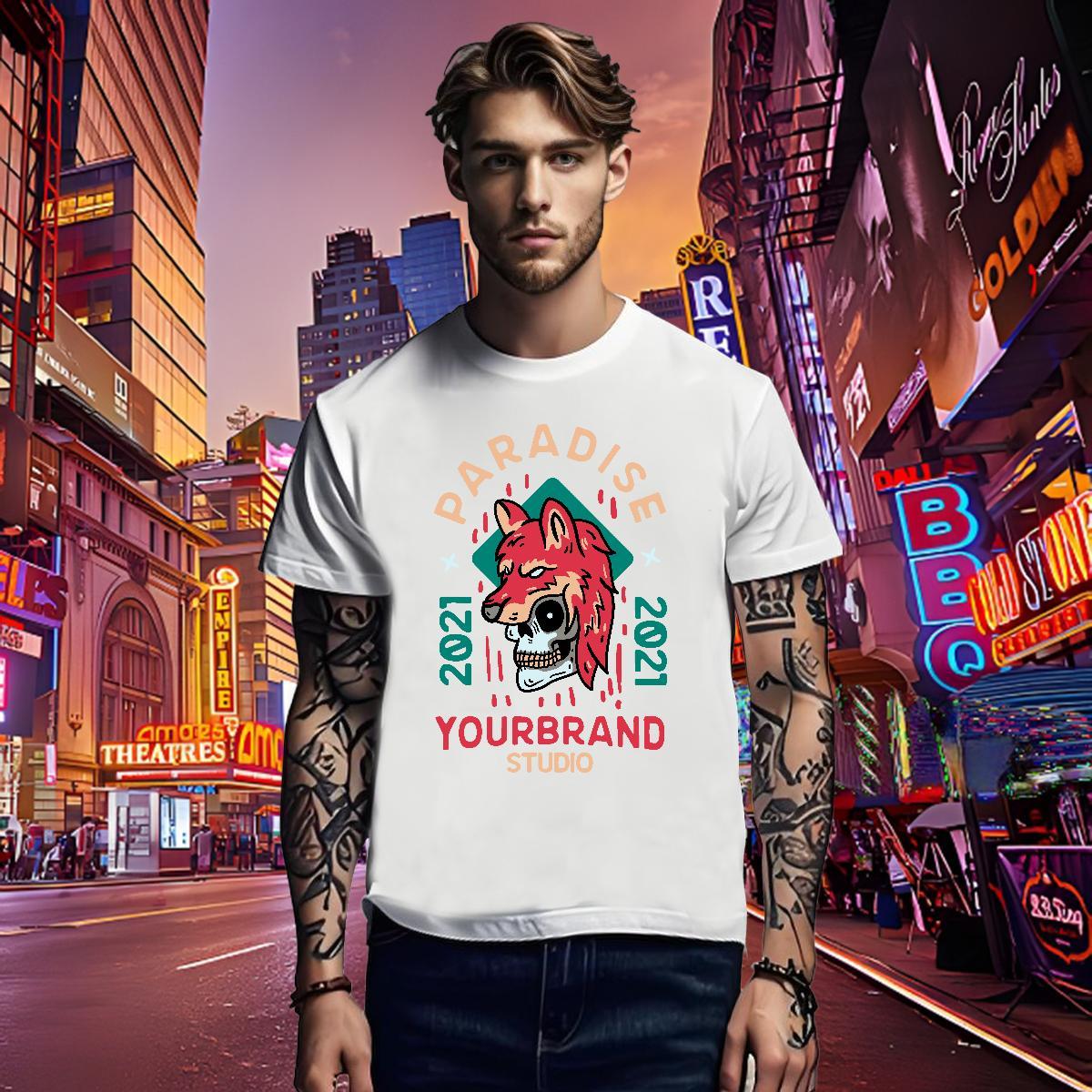 Unisex T Shirts Men 230g Pure Cotton skull Street wear Hip Hop Custom Printed Crew Neck Breathable Men Tops Tees Casual New Tees Shirts