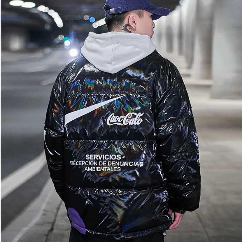 Men's Down Parkas Smooth down jacket Pu mens 2024 winter new thick solid color casual wear loose plus size Kp warm white duck down jacket Y241009