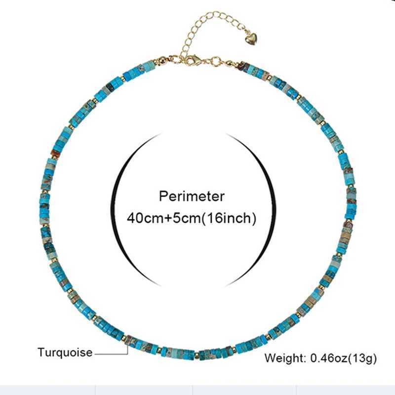 Heishi Style Boho Natural Turquoise Gemstone Beaded Choker Necklace for Women Girls Summer Must-have Jewelry clavicle chainX241009