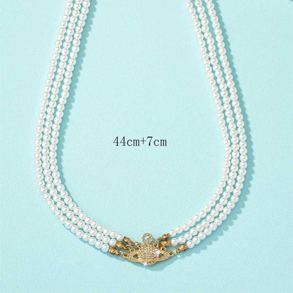 Vintage Gold-plate Crystal Earth Pendant Necklace For Women Female Fashion Boho Baroque Multilevel Imitation Pearl Chain JewelryX241009