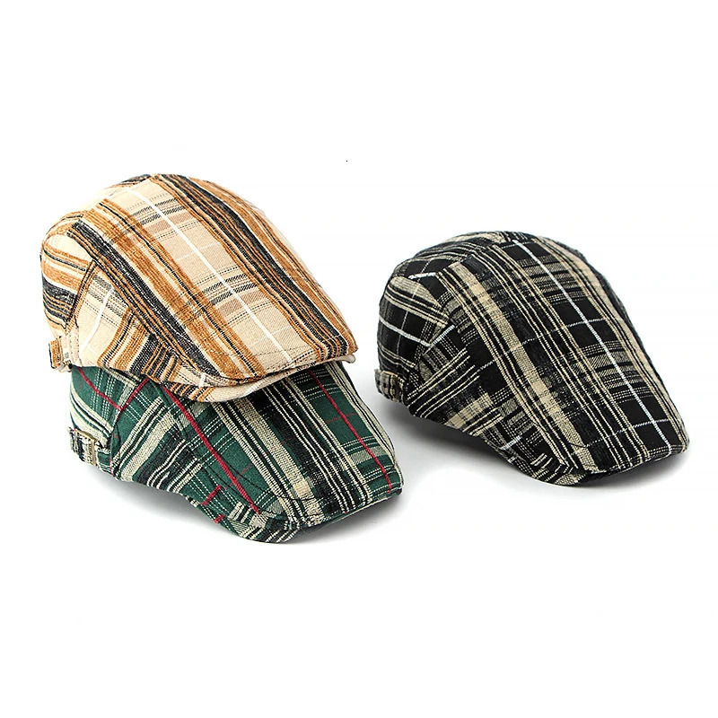 Green plain weave n beret mens retro hat adjustable artist autumn winter 241009