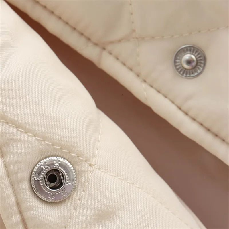 KEYANKETIAN AutumnWinter Womens Argyle Quilting Cropped Parkas Jacket Basic Single Breasted Pockets Leisure Outerwear Top 240930