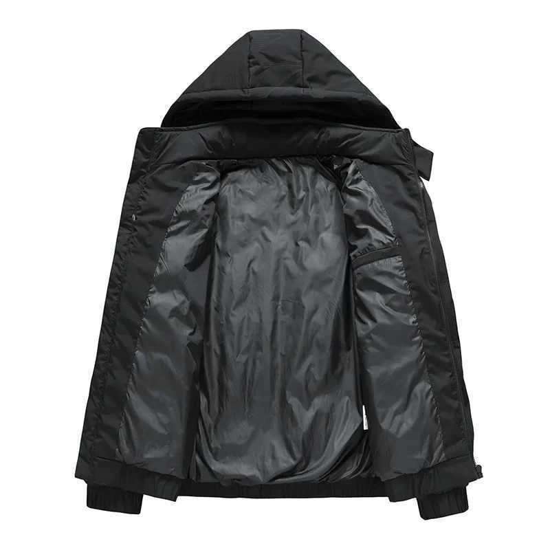 Men's Down Parkas New Winter Down Coat Mens Detachable Hooded Grey Duck Feather Jacket Warm Anti-cold For Middle-aged Elderly Men Y241009CVYB