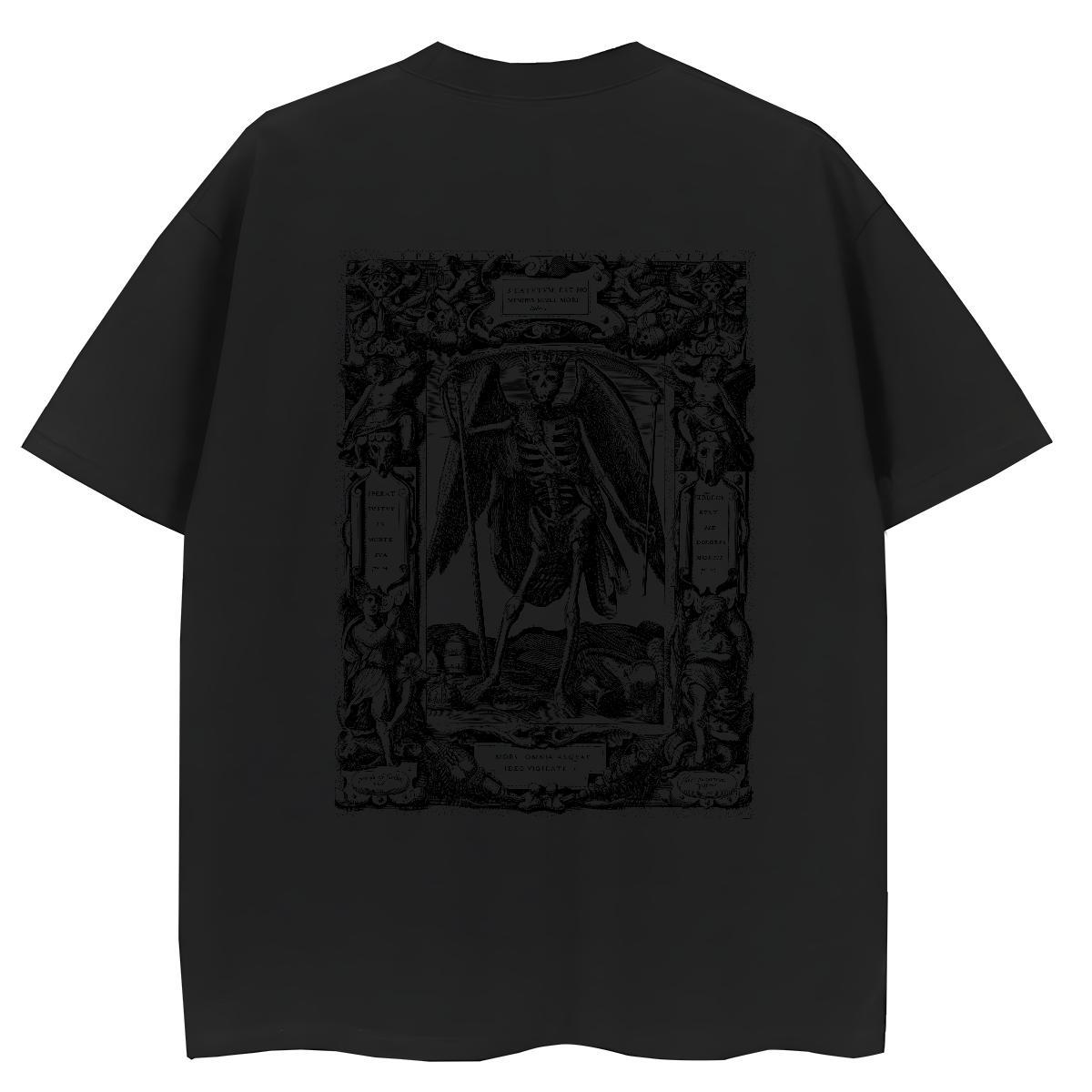 2024 Women T Shirts 100% Cotton 230g O Neck Short Sleeves Street Wear skull Unisex Tshirts Loose fit DIY Anime Printed Top Tees