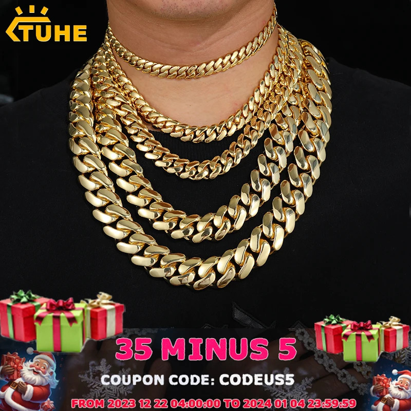 20mm Heavy Solid 18K Gold Plated Miami Cuban Link Chains Hip Hop Jewelry Choker Necklaces for Men Wholesale Price 240930