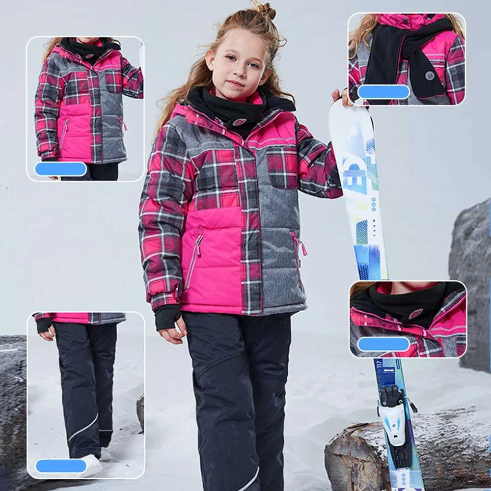 Down Coat NEW winter Children clothing set ski jacket boy girl s skiing snowsuit Waterproof outdoor sports clothes parka + Scarf H241010