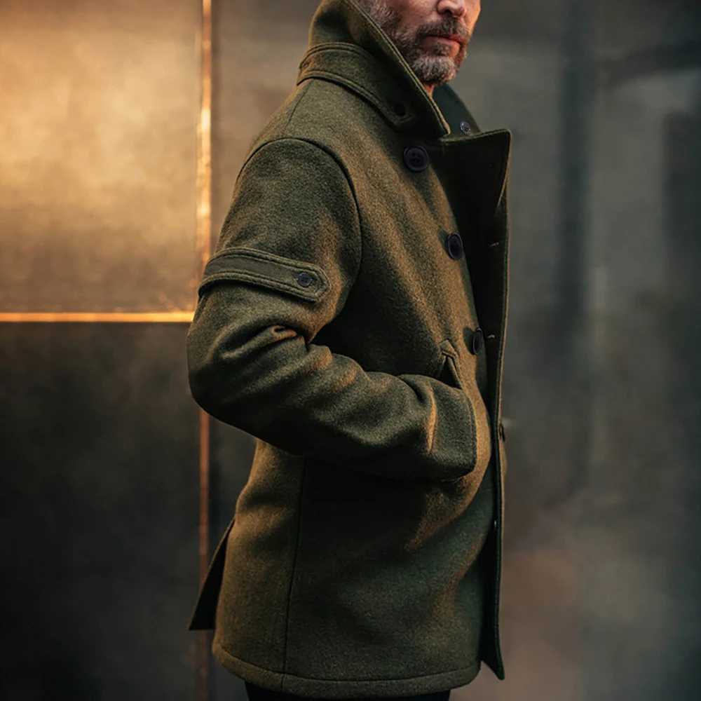 Mens autumn and winter coats urban fashion woolen jackets double-breasted mens clothing LX241010