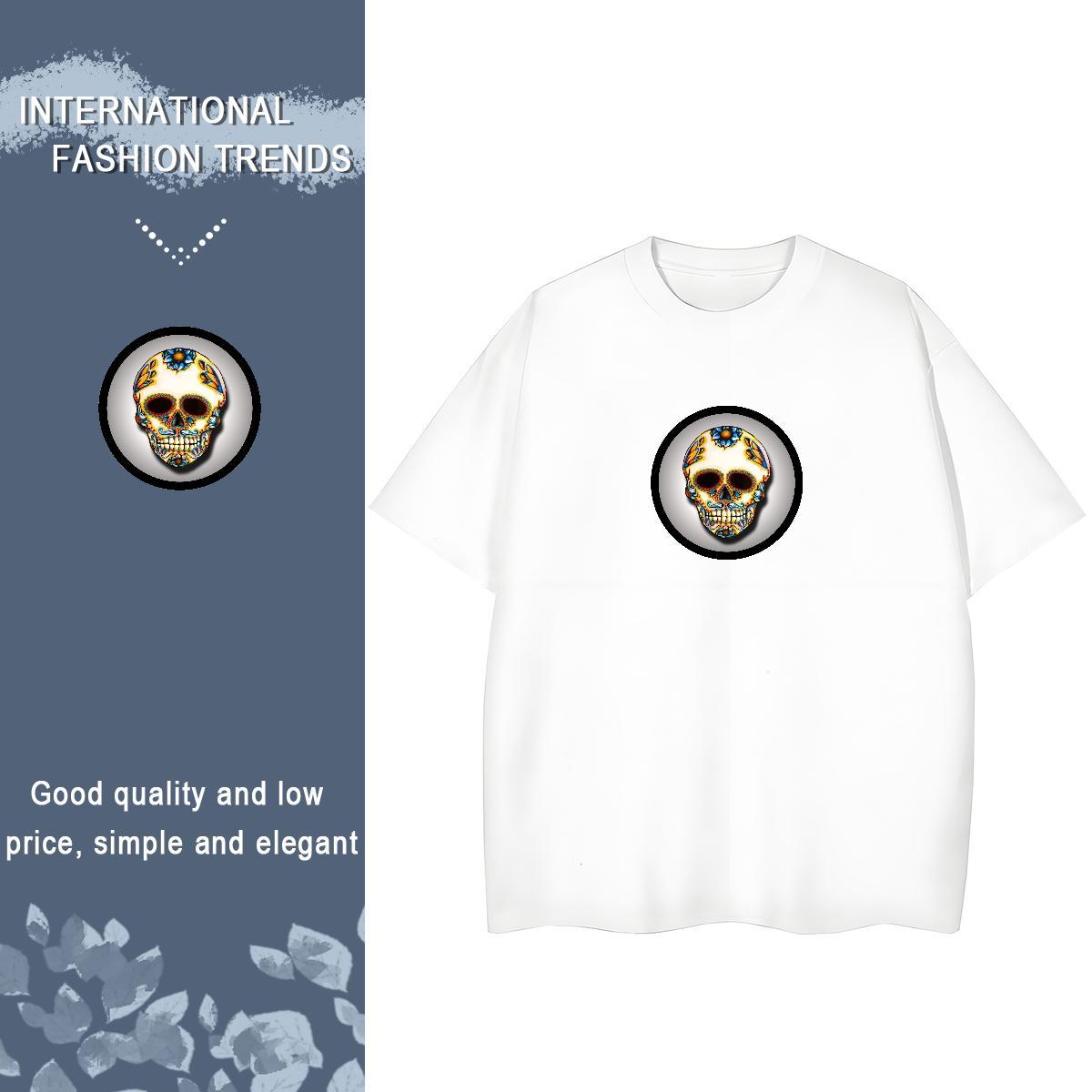 New Woman T Shirts 230g Pure Cotton Short sleeve Soft Street Wear skull Woman Tshirt Lady Custom Print Plus Size Tshirts