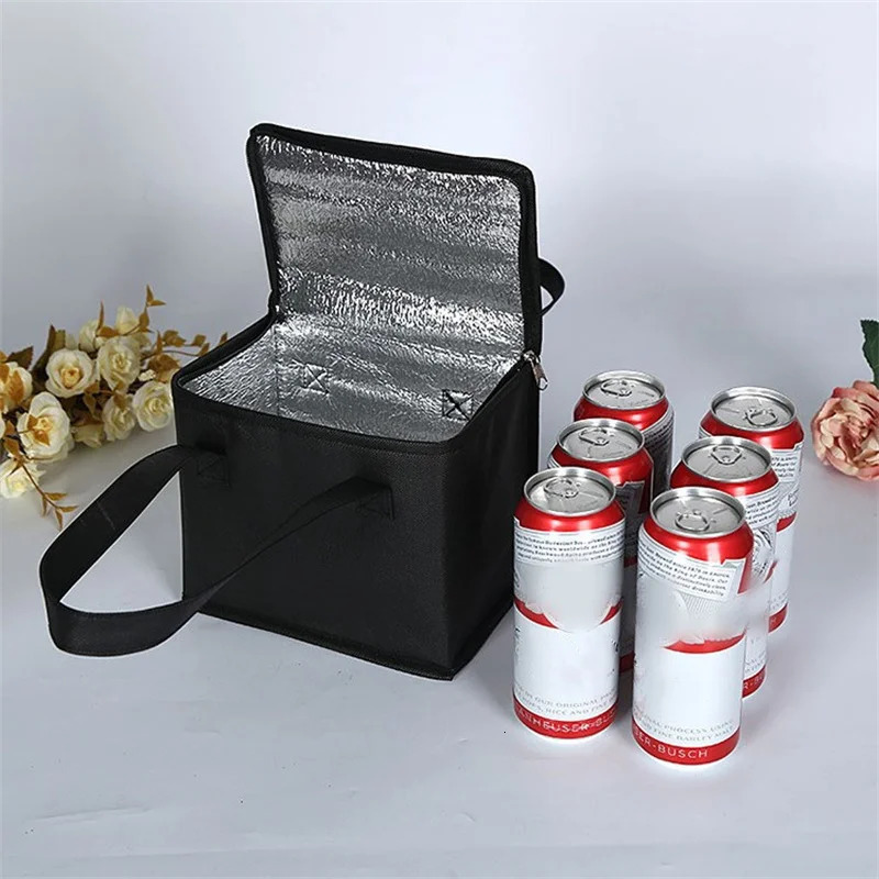 Insulated Lunch Bento Bag Onwoven Large Capacity Thermal Bags Black Reusable Outdoor Picnic Portable Freshkeeping Ice 240925