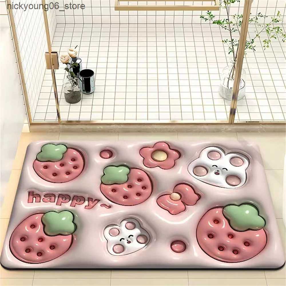 Non-Slip Bath Mats Shower Carpet Quick-drying Antiskid Soft Q-elastic Decorating Rugs Beautiful And Simple Bedroom Floor Mat Flooring Mat Floret L2409