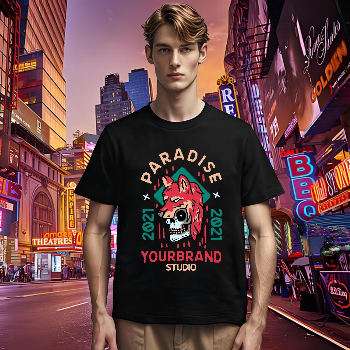 Unisex T Shirts Men 230g Pure Cotton skull Street wear Hip Hop Custom Printed Crew Neck Breathable Men Tops Tees Casual New Tees Shirts