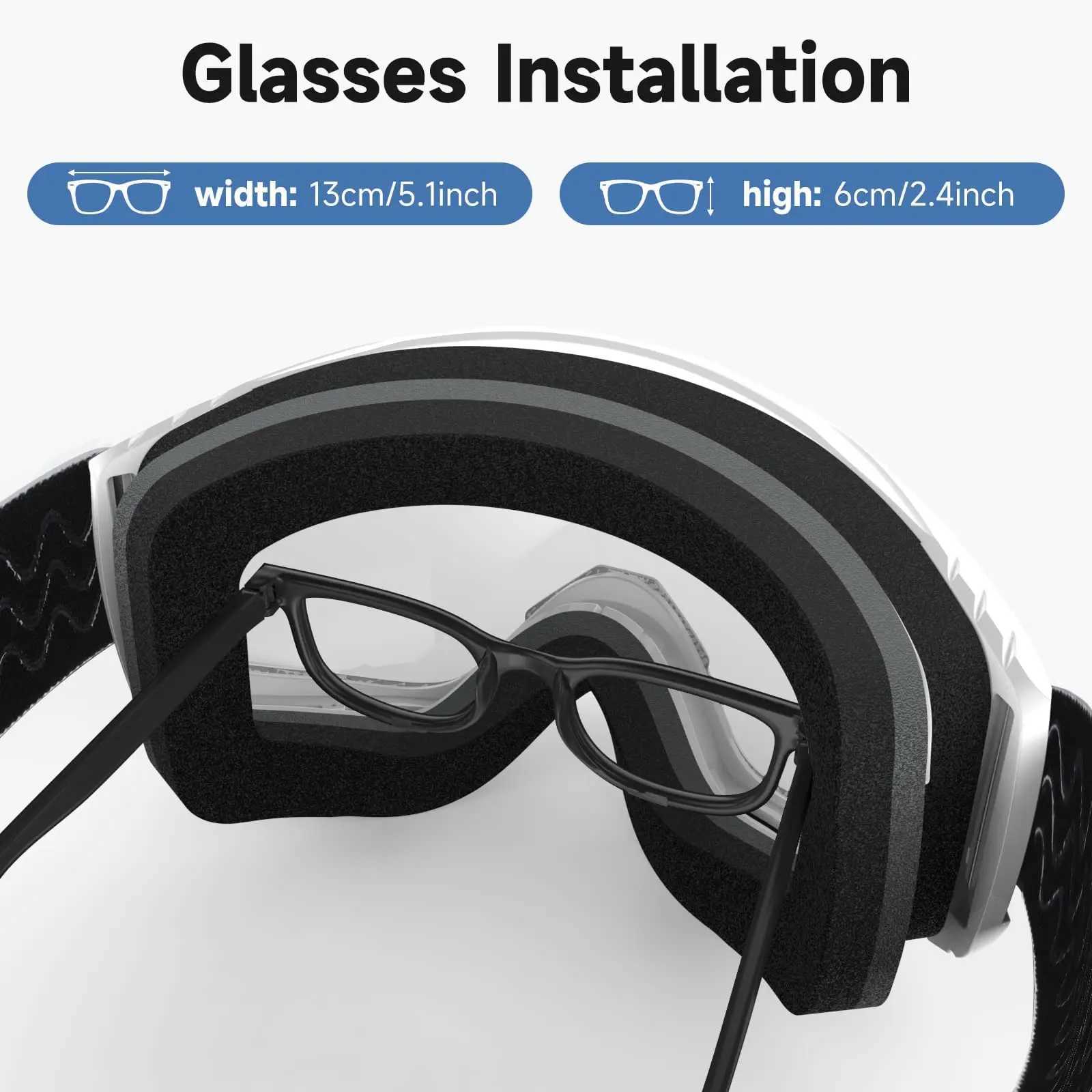 Findway adult ski goggles for men and women 100% anti fog UV line width 180 field of view OTG - wearing glasses ski goggles CL241010