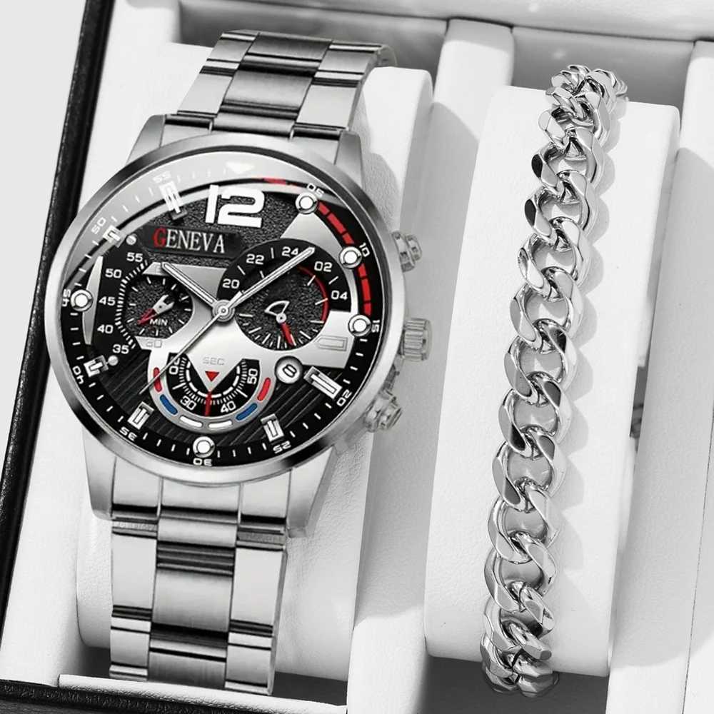 New Hot Watches Fashion Men Stainless Steel Watch Luxury Calendar Quartz Wristwatch Business Watches Man Clock Relogio MasculinoX24