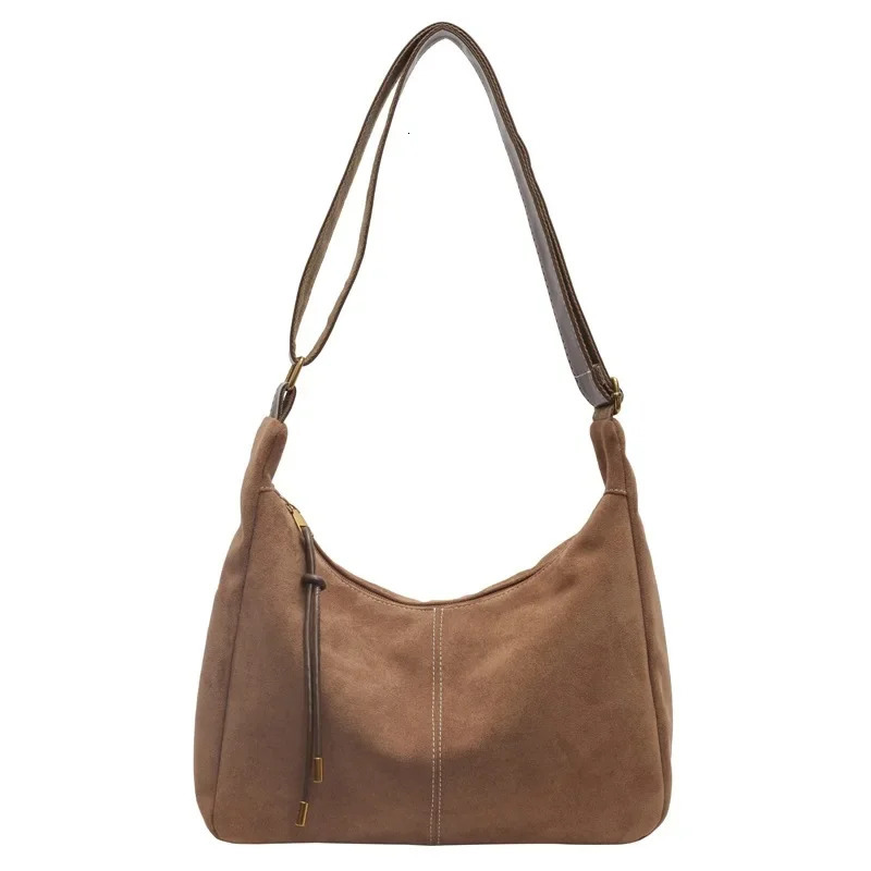 Garbage bag retro fashion suede work commuting bag retro style texture shoulder messenger hand-held bag 241008