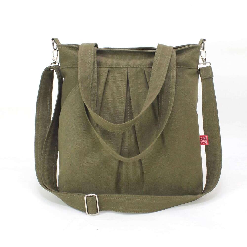 Large Carry All Tote Adjustable Crossbody Strap Zipper Closure Vegan Eco-Friendly Washable Casual Everyday Weekend Travel Shopping Bag