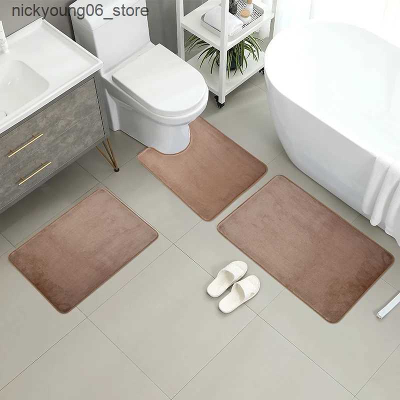 Non-Slip Bath Mats Three Piece Toilet Bath Floor Mat Shower Mat Bath Absorbent Mat Non Slip Carpet Soft and Comfortable Laundry Room. L240910
