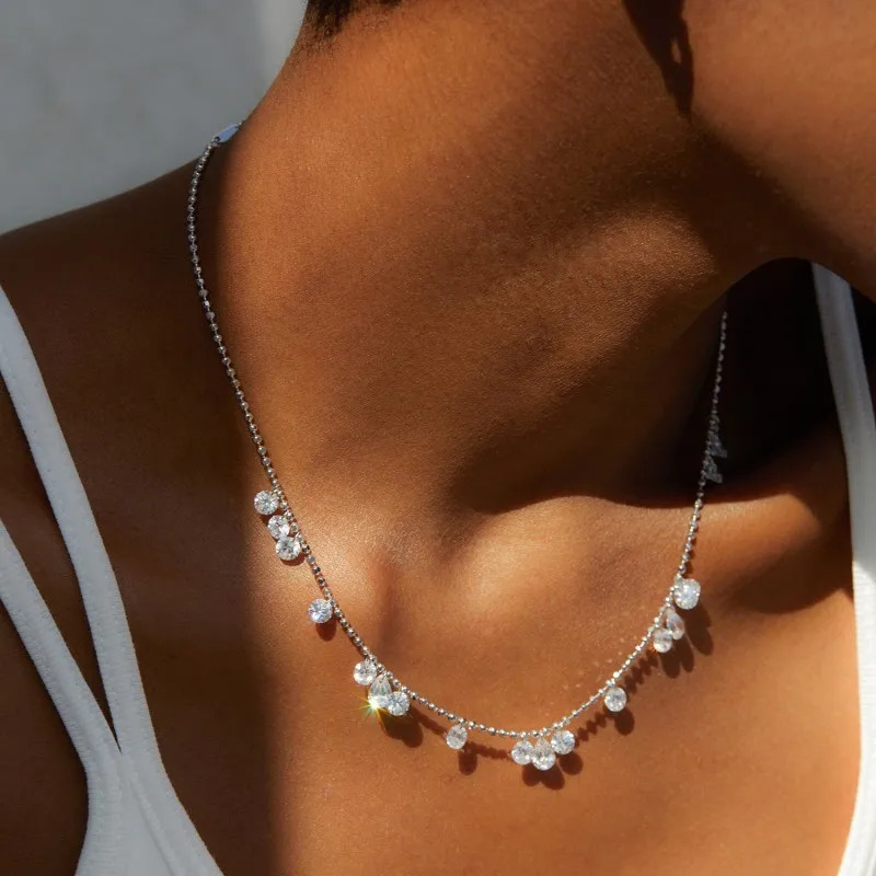 925 sterling silver 7A zircon necklace suitable for womens court style sparkling bead necklace gift for 240929