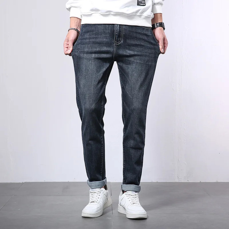 Mens 114CM 120cM Extra Long Blue Denim Jeans Stretch Plus 42 40 Slim Fit Stretch Big Mens Straight Pants 241007